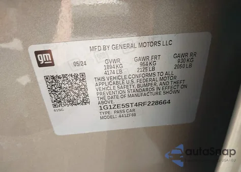 2024 Chevrolet Malibu Fwd 2Lt from USA, damaged, VIN 1G1ZE5ST4RF228664